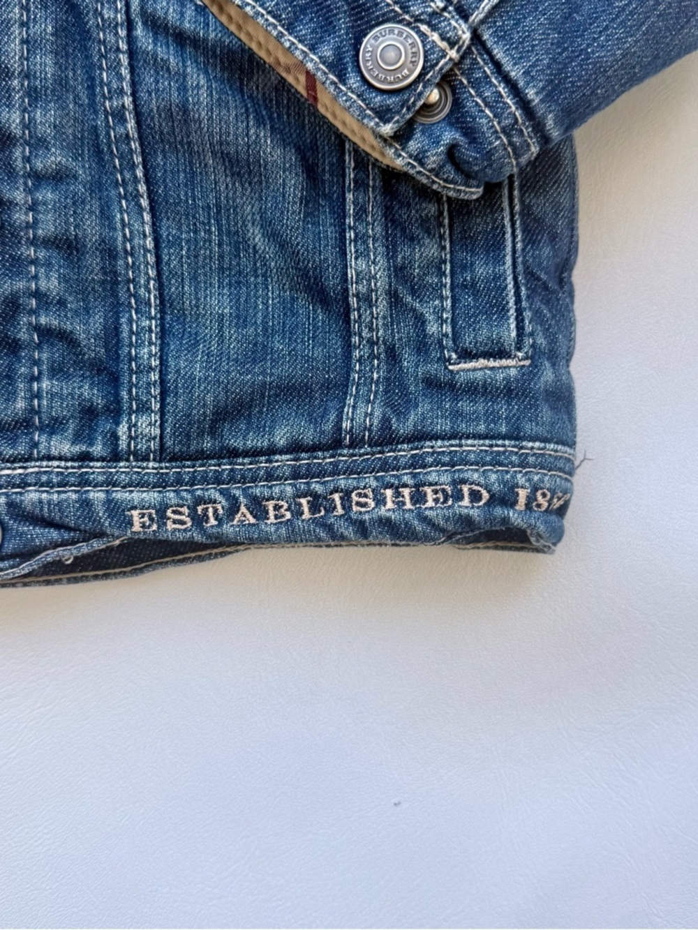 Burberry Baby kid vest jacket Jean 9/12 months removable hood blue vintage - Picture 5 of 5